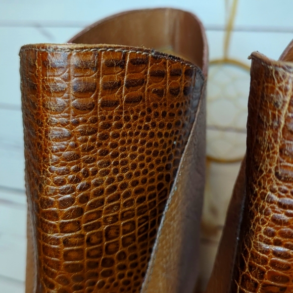 Vintage Etienne Aigner Designer Croc Alligator Leather 80's Women's Boots 8.5 - Picture 15 of 16